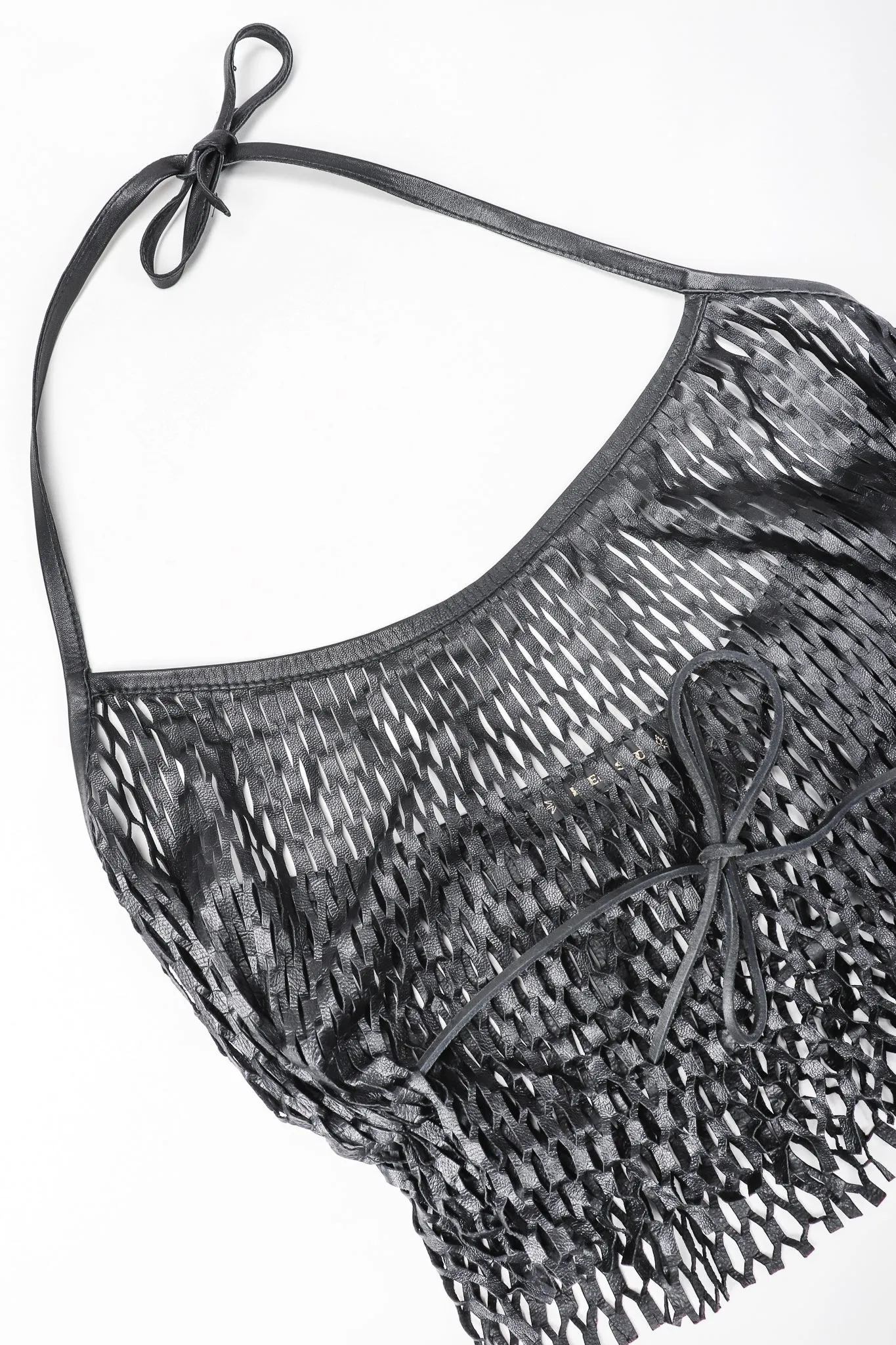Leather Net Halter Top