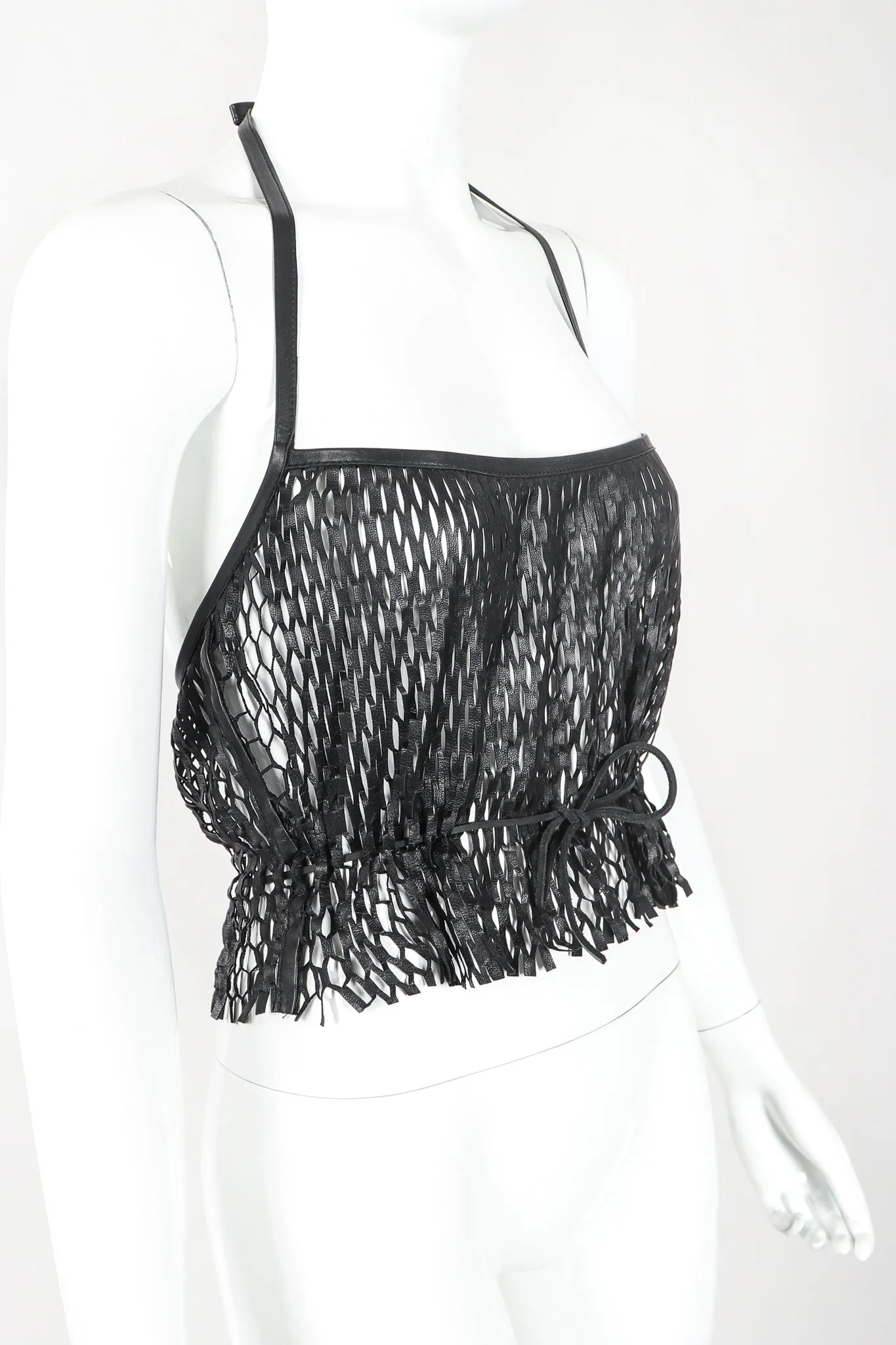 Leather Net Halter Top