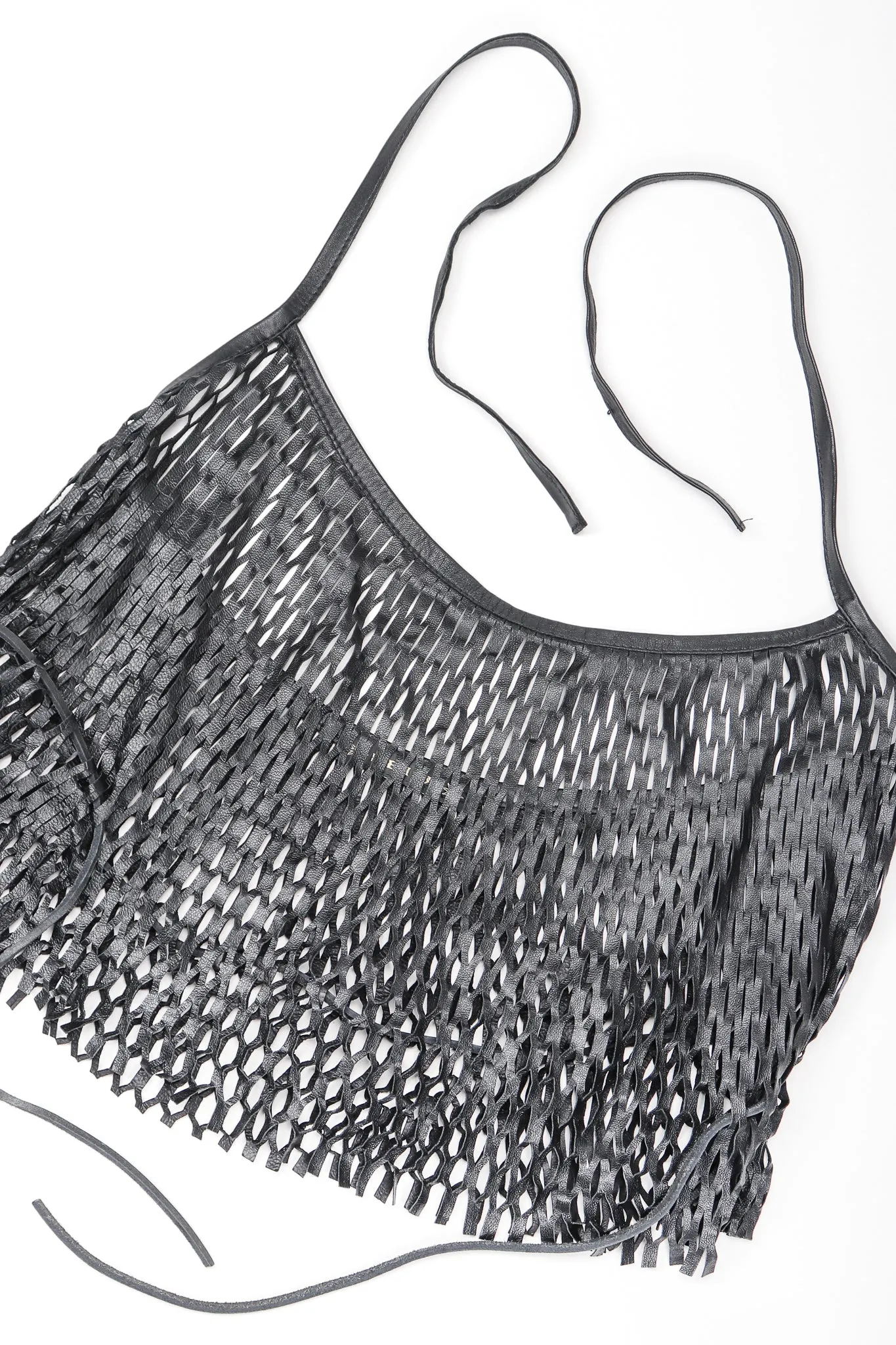 Leather Net Halter Top