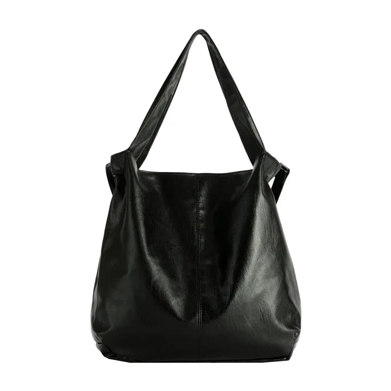 LEFTSIDE Fashion Big Leather Tote Bag