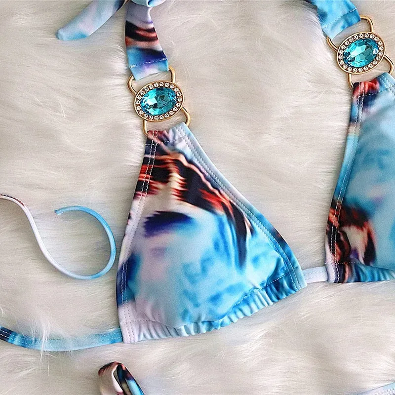 Leopard Rhinestone Bikini