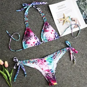 Leopard Rhinestone Bikini