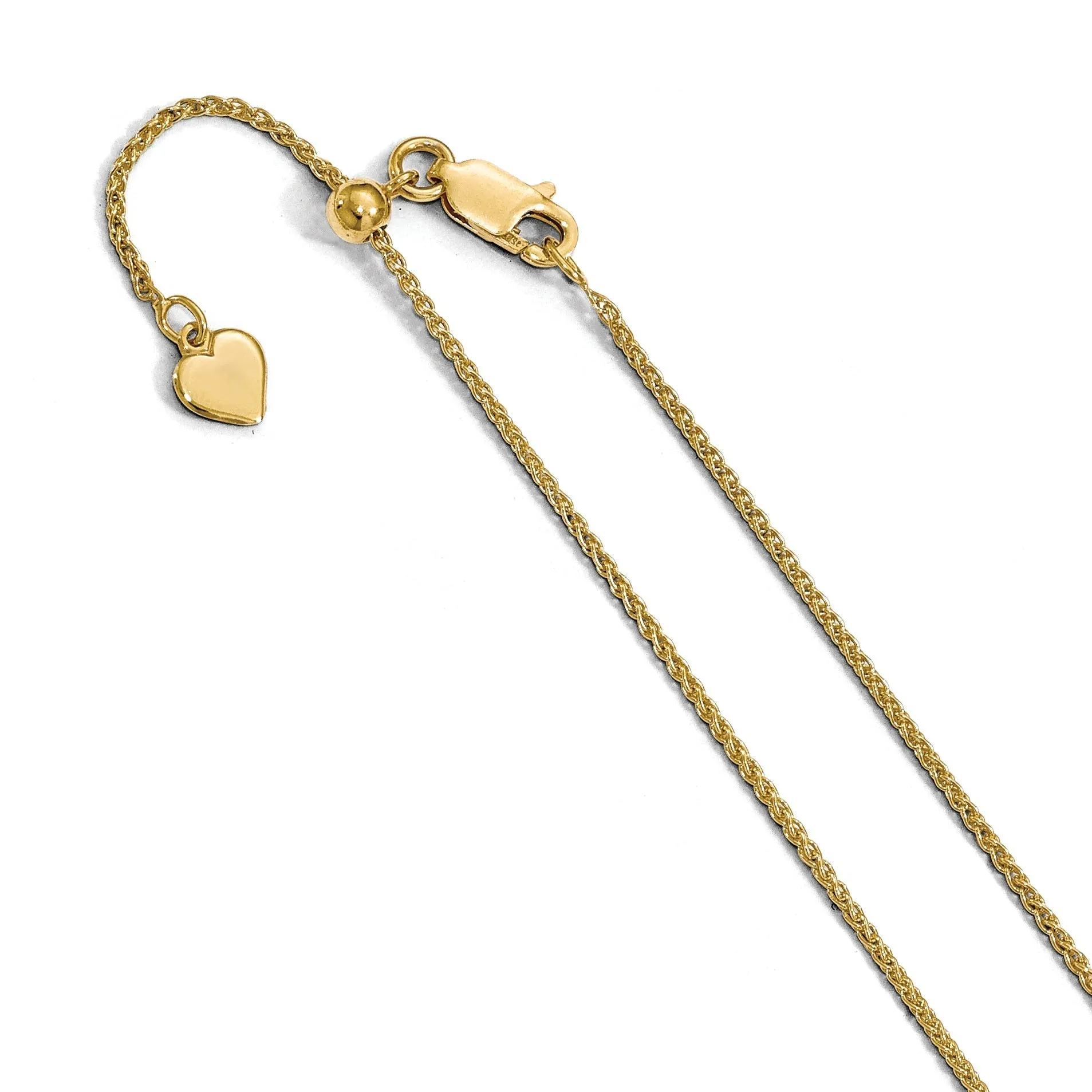 Leslies Sterling Silver Yellow Gold Plated 1.3mm Adjustable Wheat Spiga Chain - up to 22"