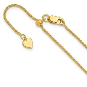 Leslies Sterling Silver Yellow Gold Plated 1.3mm Adjustable Wheat Spiga Chain - up to 22"