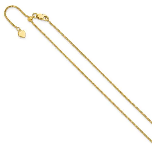Leslies Sterling Silver Yellow Gold Plated 1.3mm Adjustable Wheat Spiga Chain - up to 22"