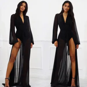 Long Chiffon Kimono Loose Solid Cardigan