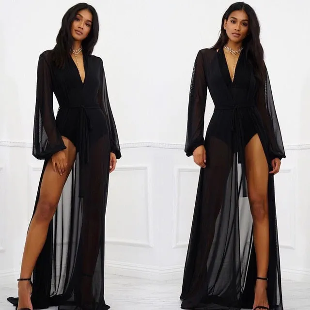 Long Chiffon Kimono Loose Solid Cardigan