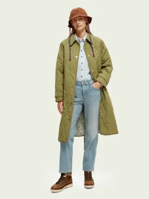 Long Onion Quilted Coat | Washed Military