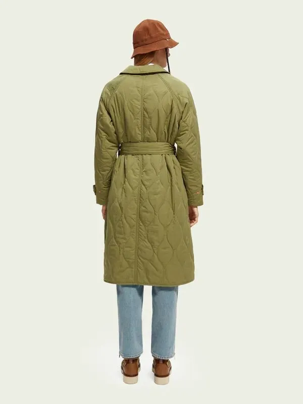Long Onion Quilted Coat | Washed Military