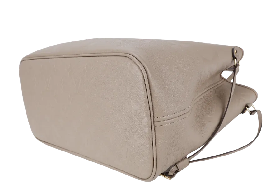 LOUIS VUITTON M45686 NEVERFULL MM GREY EMPREINTE LEATHER GOLD HARDWARE WITH DUST COVER AND BOX