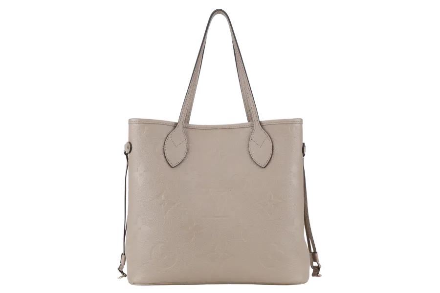 LOUIS VUITTON M45686 NEVERFULL MM GREY EMPREINTE LEATHER GOLD HARDWARE WITH DUST COVER AND BOX
