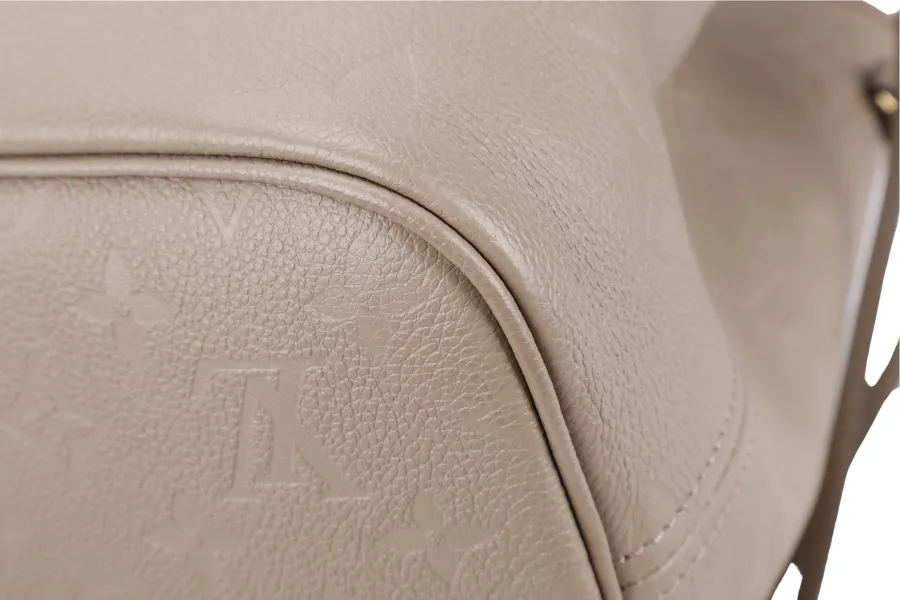 LOUIS VUITTON M45686 NEVERFULL MM GREY EMPREINTE LEATHER GOLD HARDWARE WITH DUST COVER AND BOX