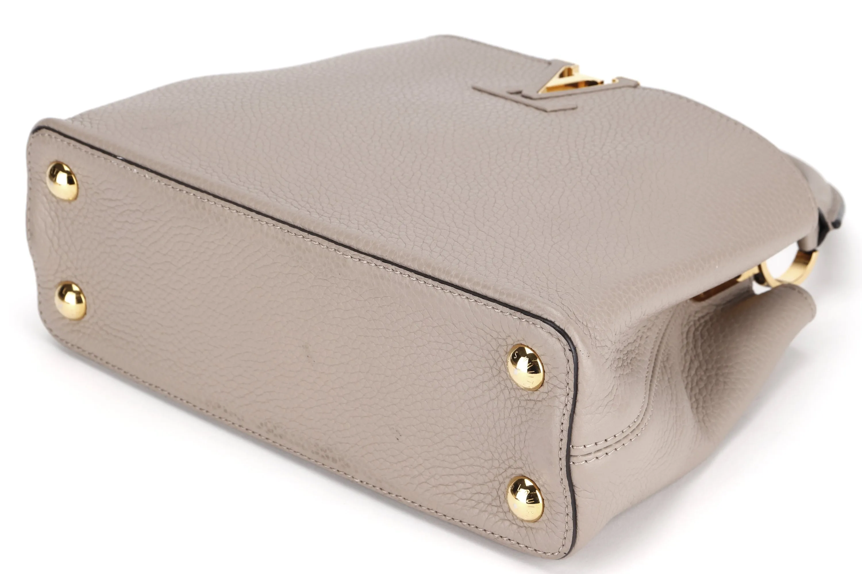 LOUIS VUITTON M94634 CAPUCINE BB (MI0166) GALET COLOR TAURILLON LEATHER GOLD HARFDWARE, WITH STRAP & DUST COVER