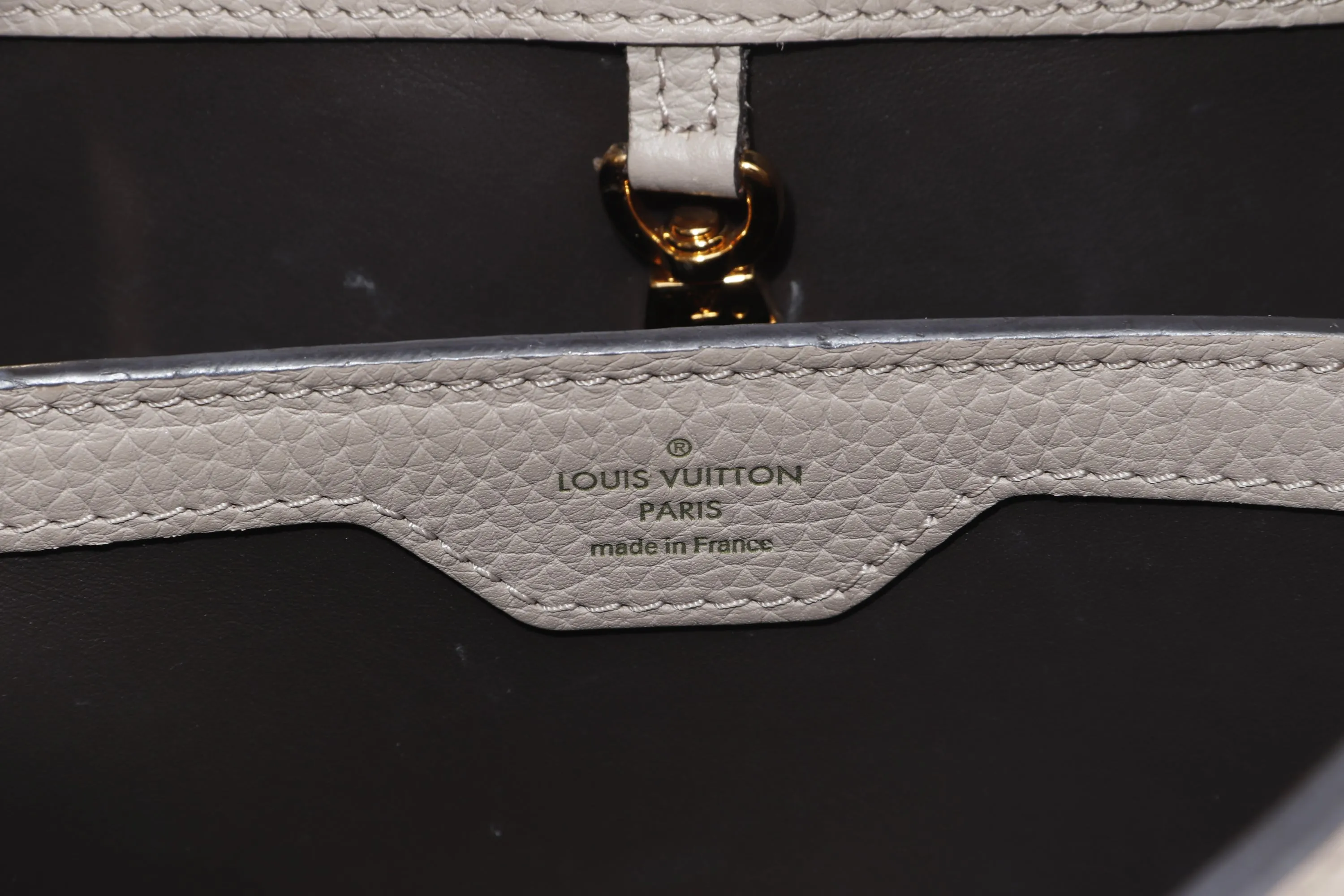 LOUIS VUITTON M94634 CAPUCINE BB (MI0166) GALET COLOR TAURILLON LEATHER GOLD HARFDWARE, WITH STRAP & DUST COVER