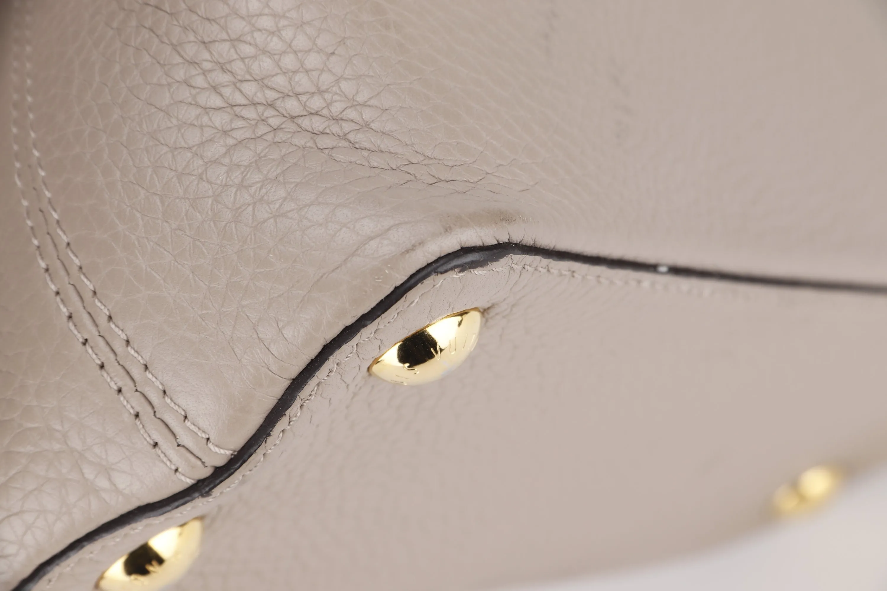 LOUIS VUITTON M94634 CAPUCINE BB (MI0166) GALET COLOR TAURILLON LEATHER GOLD HARFDWARE, WITH STRAP & DUST COVER