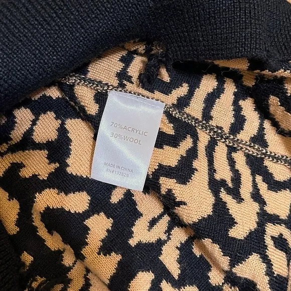 Lovers and Friends Distressed Arlington Leopard Print Turtleneck Sweater Top