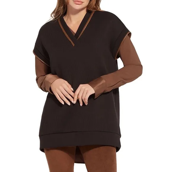 Lysse Quilted Convertible Sweatshirt In Black Size Small