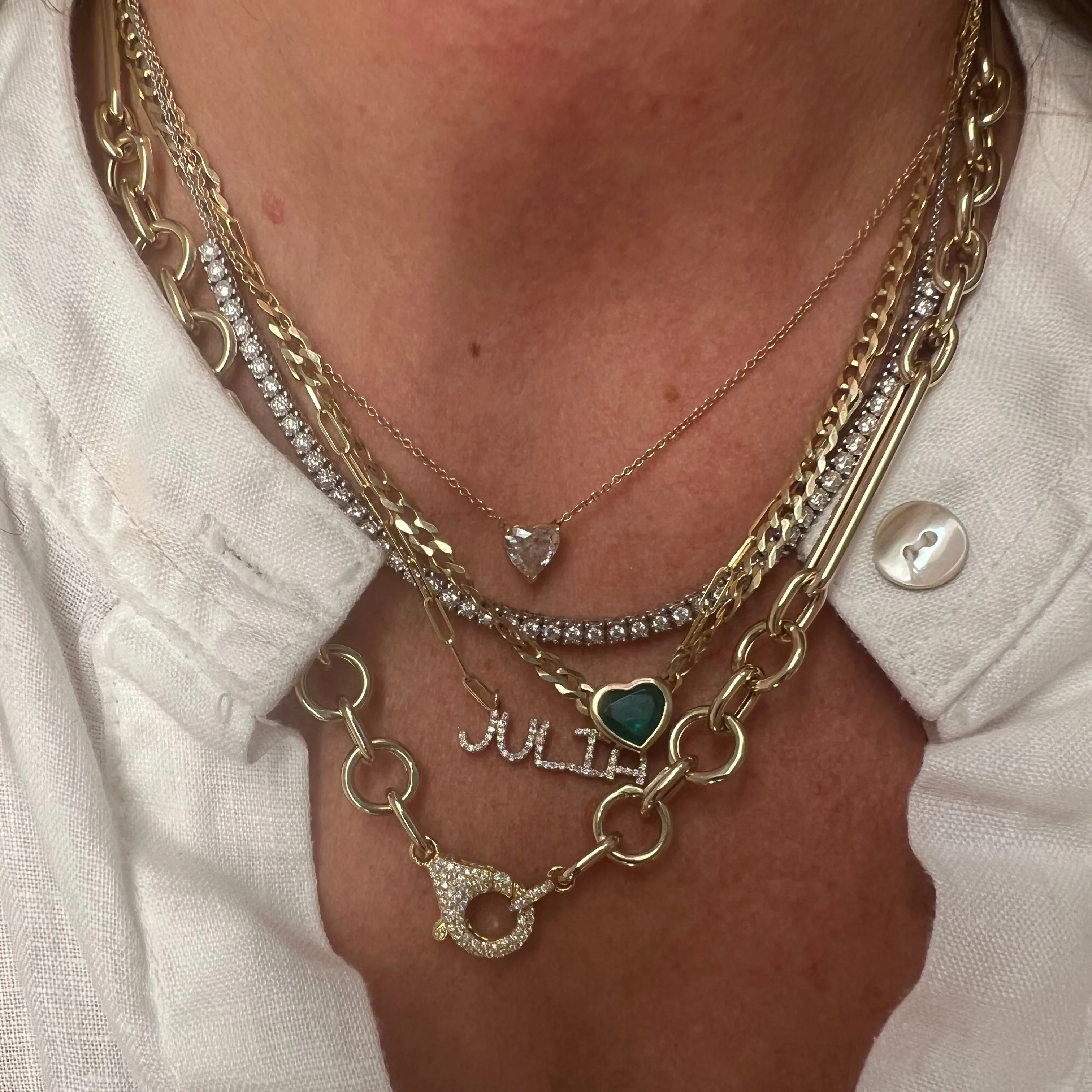 MAC Pavé Clasp Multi-Link Chain Necklace