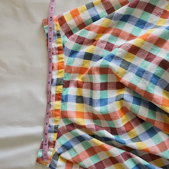 MAEVE Anthropologie Evelyn Midi Skirt Plaid Linen Blend Checkered Cottage 8