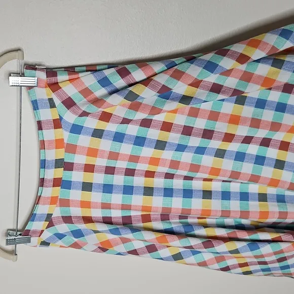 MAEVE Anthropologie Evelyn Midi Skirt Plaid Linen Blend Checkered Cottage 8