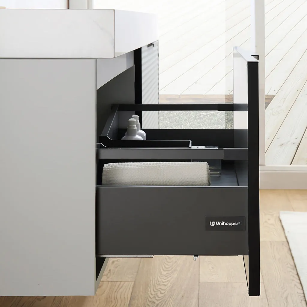 Manarola 2 Drawers Bathroom Vanity with Quartz Sink - Wall Mount - 72" Wood/Silver Grey