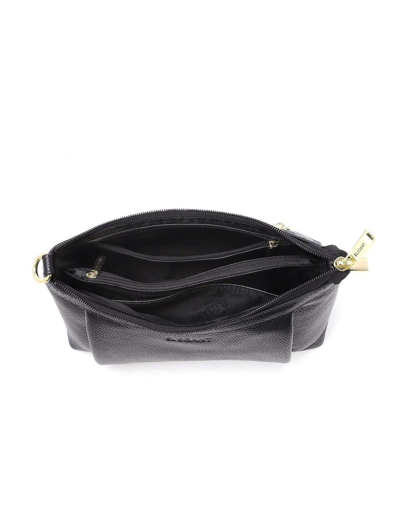 MARCIA LEATHER XBODY BAG- BLACK- E1-0830-BLK