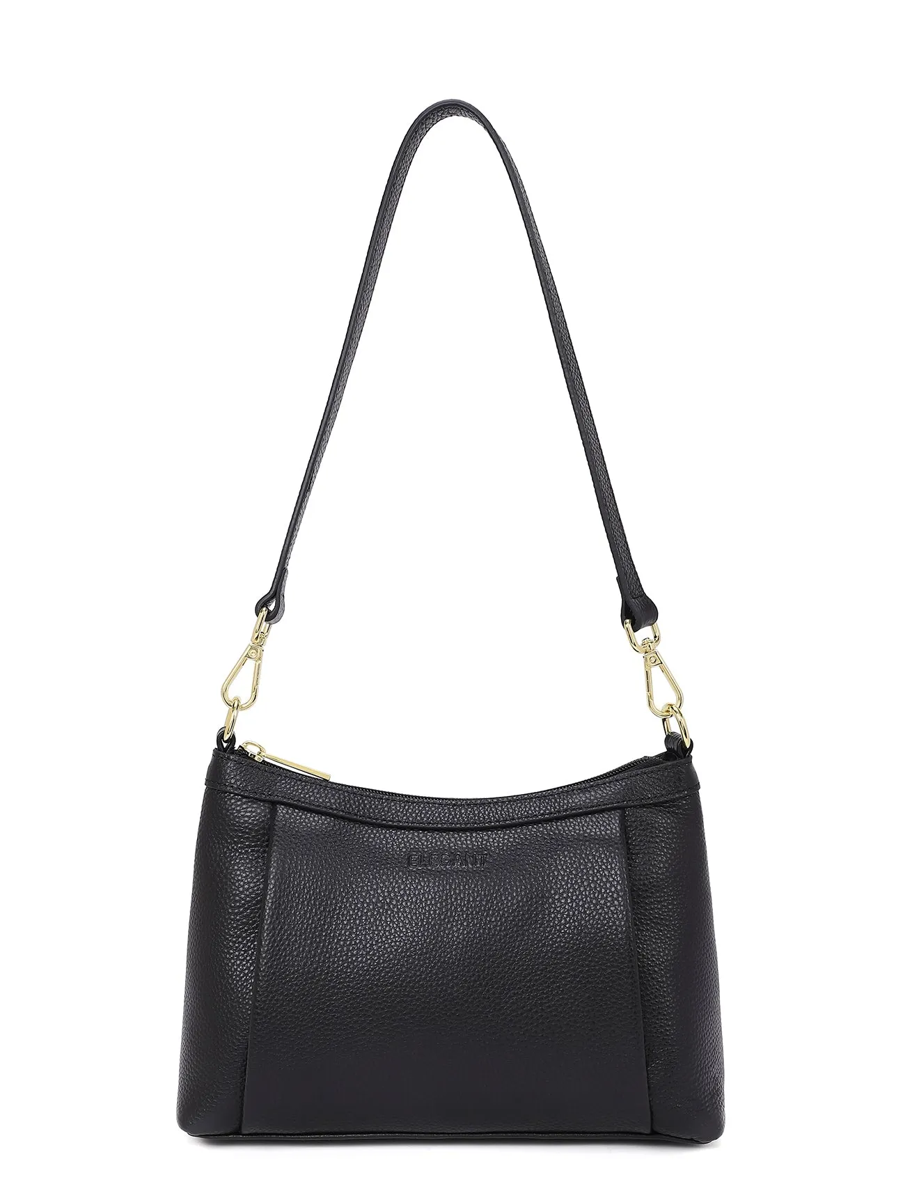 MARCIA LEATHER XBODY BAG- BLACK- E1-0830-BLK