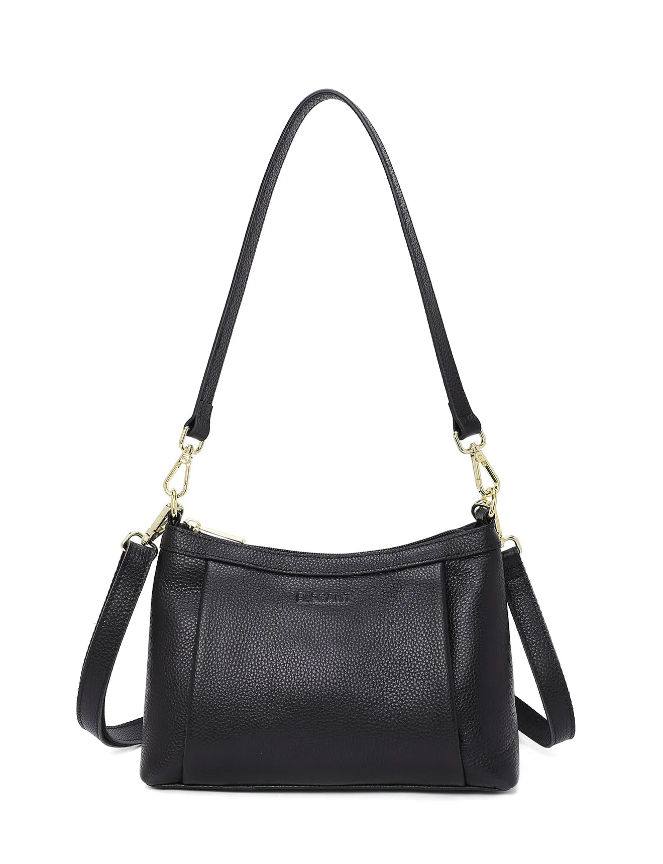 MARCIA LEATHER XBODY BAG- BLACK- E1-0830-BLK