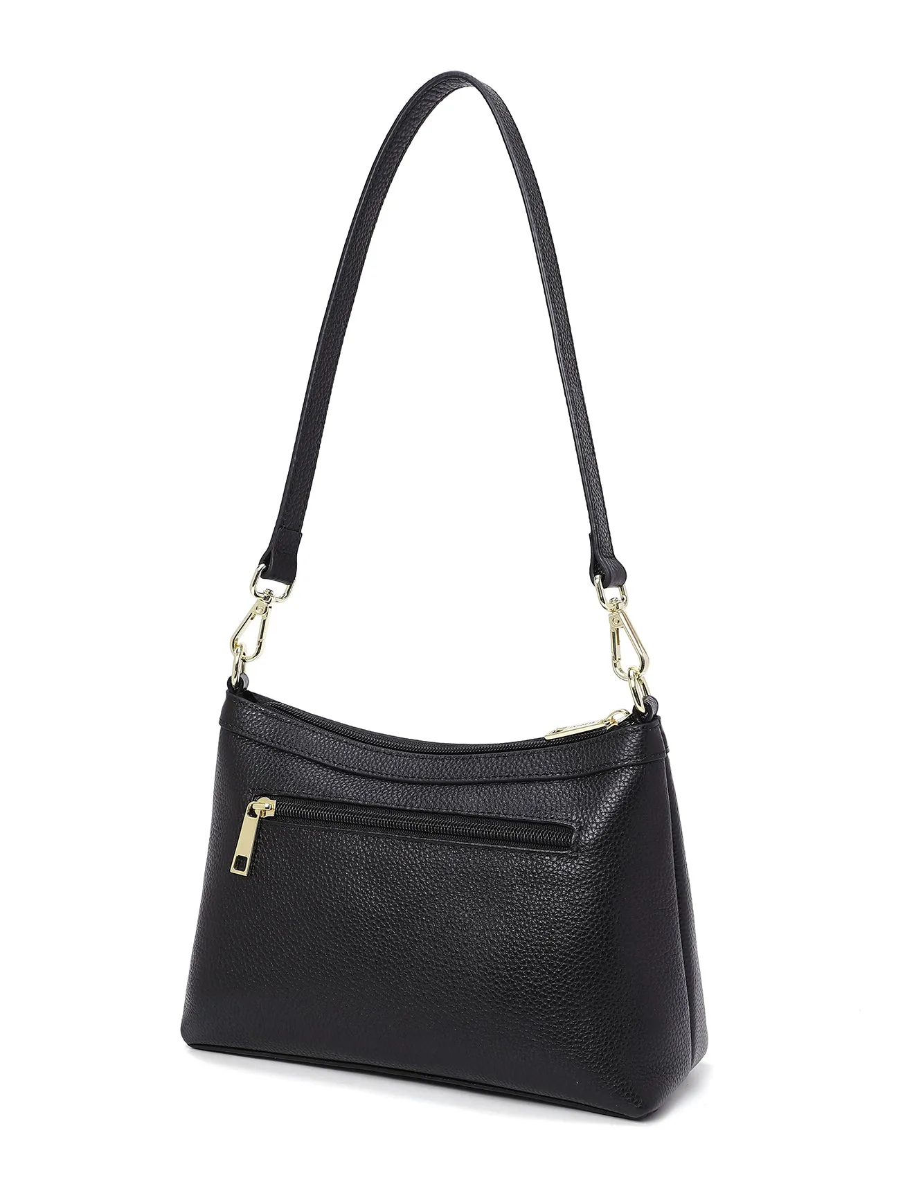 MARCIA LEATHER XBODY BAG- BLACK- E1-0830-BLK