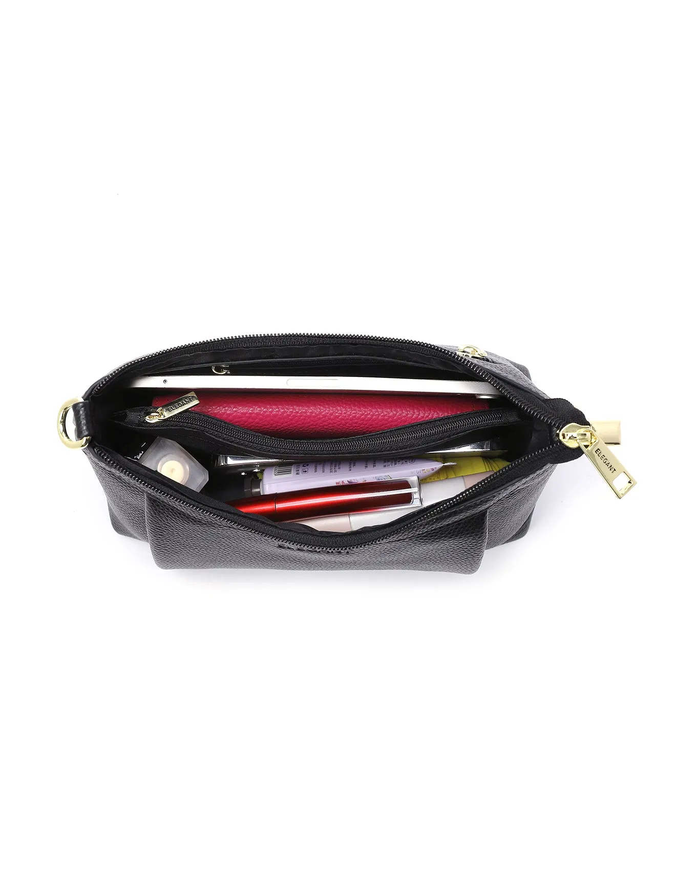 MARCIA LEATHER XBODY BAG- BLACK- E1-0830-BLK