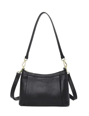 MARCIA LEATHER XBODY BAG- BLACK- E1-0830-BLK