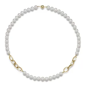 Mastoloni 18" 7.5-8mm Freshwater Cultured Pearl Link Necklace in 14K Yellow Gold
