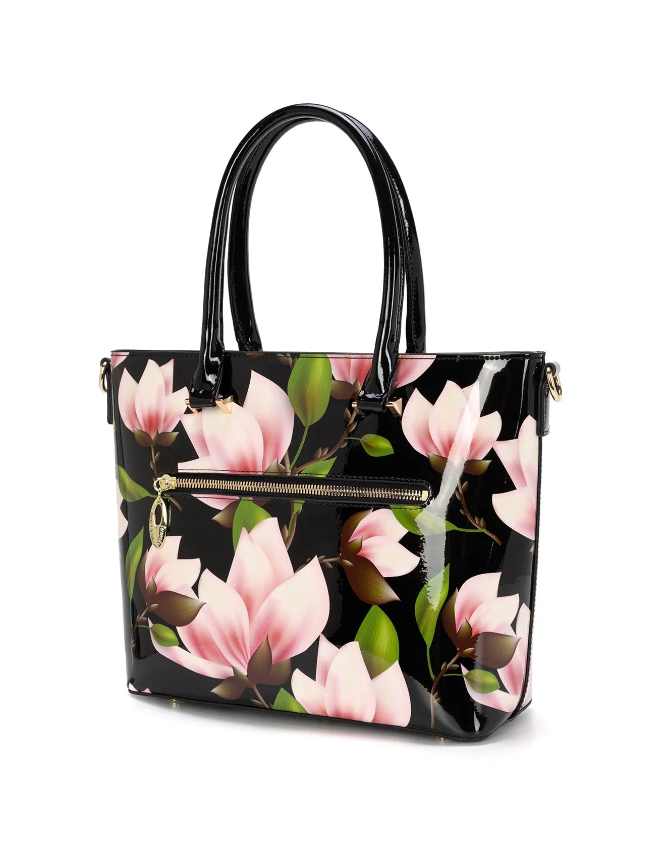 MAYUMI PATENT LEATHER FLORAL GRIP HANDLE BAG- SN76-8787