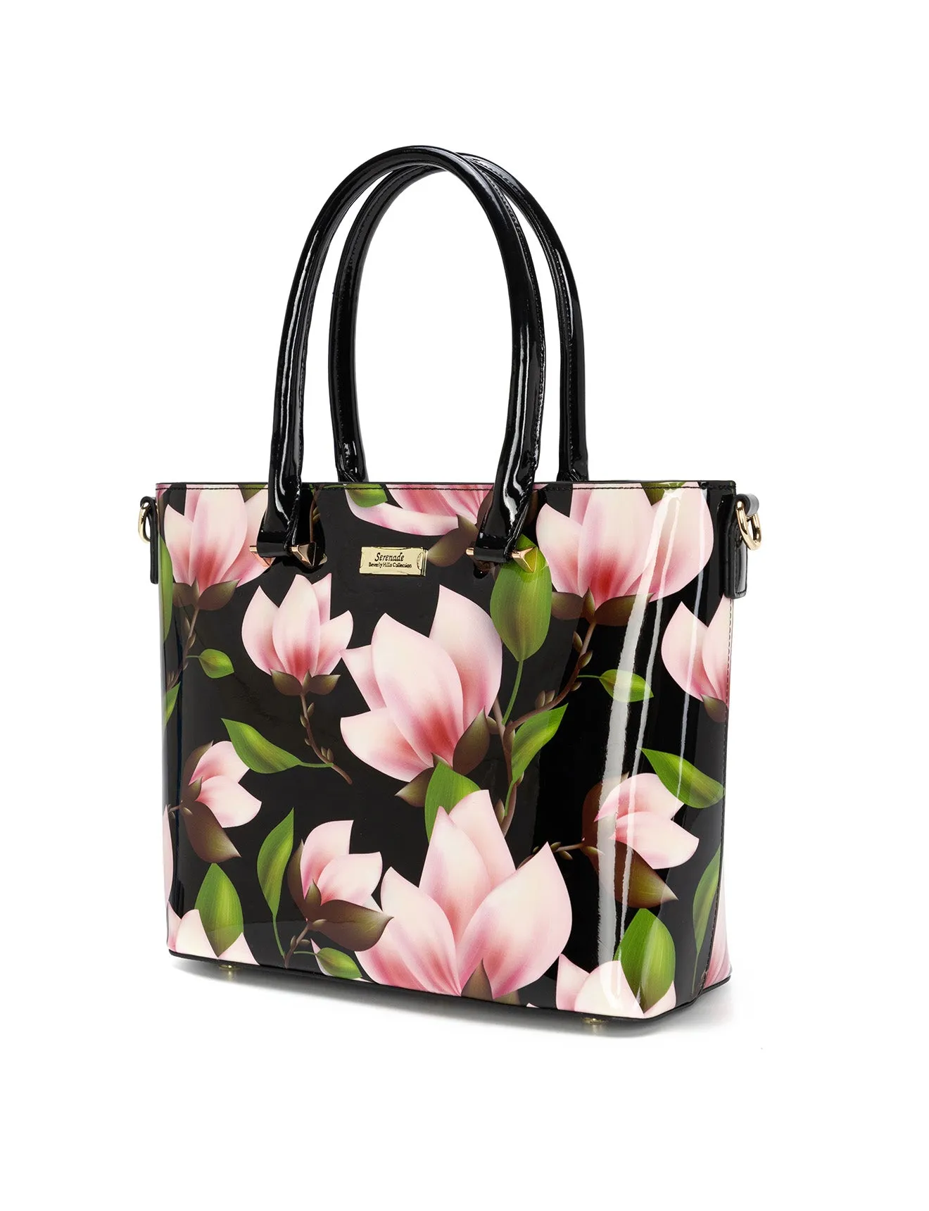 MAYUMI PATENT LEATHER FLORAL GRIP HANDLE BAG- SN76-8787