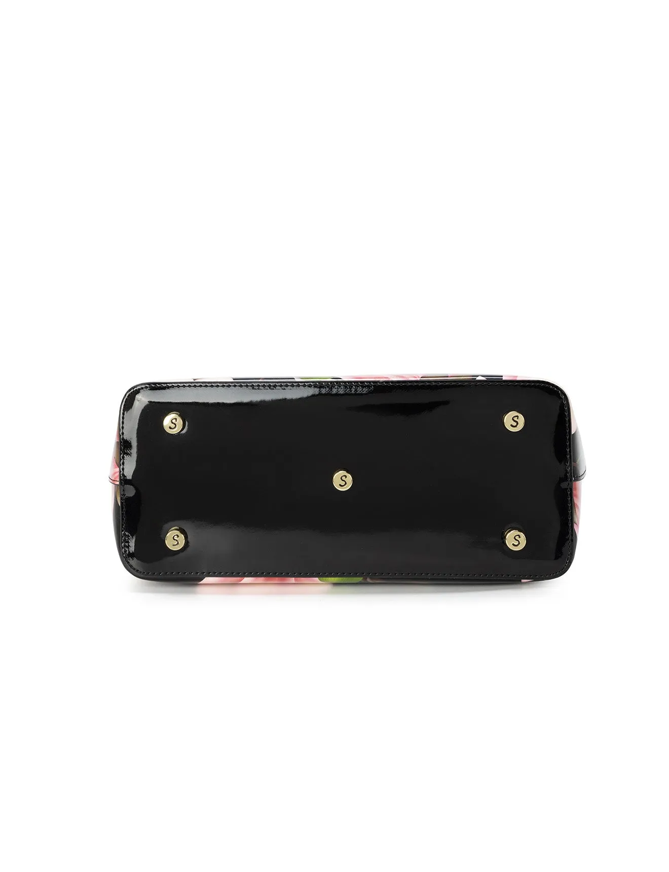 MAYUMI PATENT LEATHER FLORAL GRIP HANDLE BAG- SN76-8787