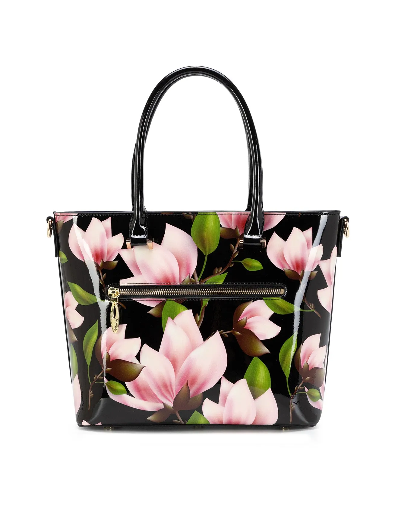 MAYUMI PATENT LEATHER FLORAL GRIP HANDLE BAG- SN76-8787