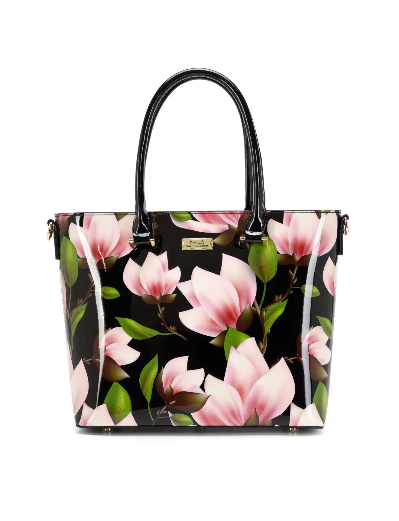 MAYUMI PATENT LEATHER FLORAL GRIP HANDLE BAG- SN76-8787