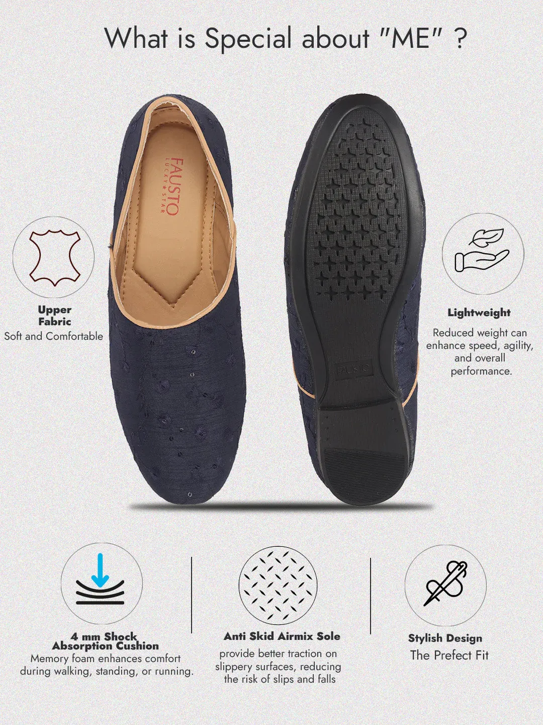 Men Blue Festive Embroidered Ethnic Half Cut Slip On Juttis and Mojaris for Wedding|Traditional Kurtas & Sherwani Shoe
