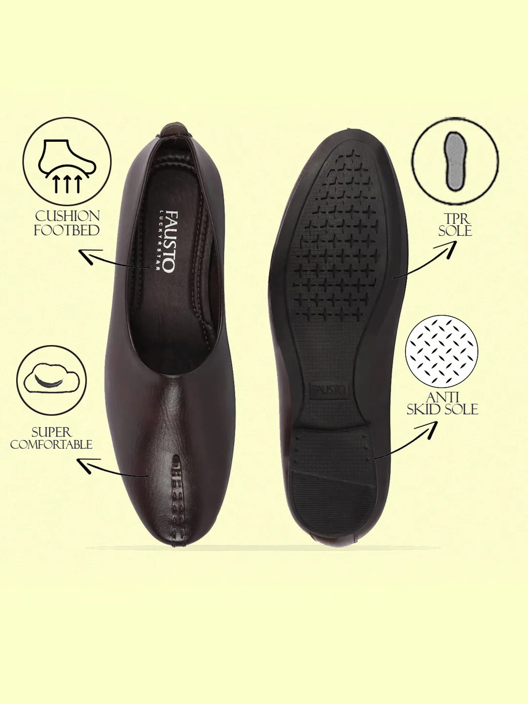 Men Brown Wedding Party Evening Occasion Ethnic Slip On Juttis and Mojaris