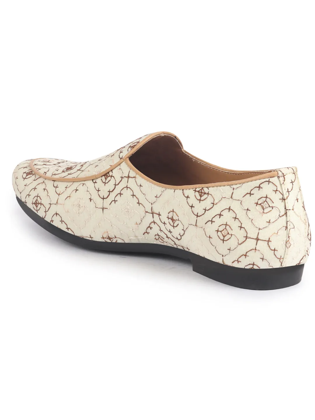 Men Ethnic Embroidered Design Handcrafted Juttis |Premium Fabric Slip ons Mojaris for Wedding |Traditional Sherwani Shoes|Soft Cushioned Insole