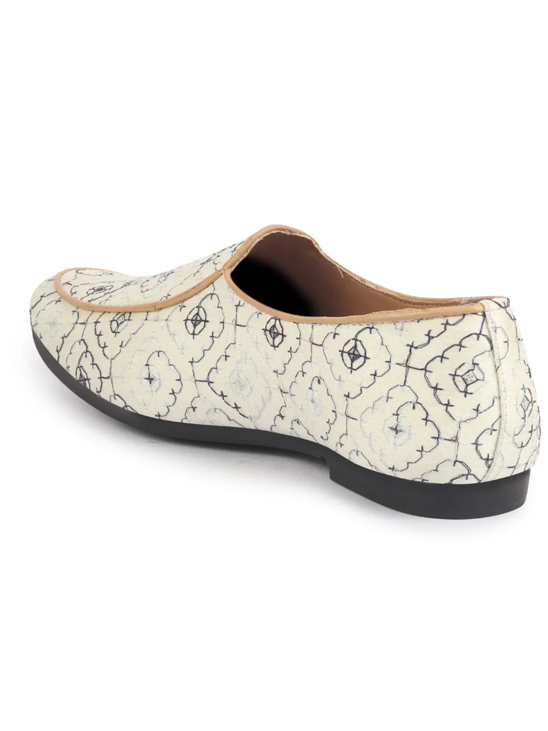 Men Ethnic Embroidered Design Handcrafted Juttis |Premium Fabric Slip ons Mojaris for Wedding |Traditional Sherwani Shoes|Soft Cushioned Insole