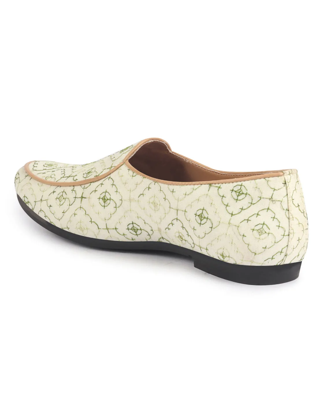 Men Ethnic Embroidered Design Handcrafted Juttis |Premium Fabric Slip ons Mojaris for Wedding |Traditional Sherwani Shoes|Soft Cushioned Insole