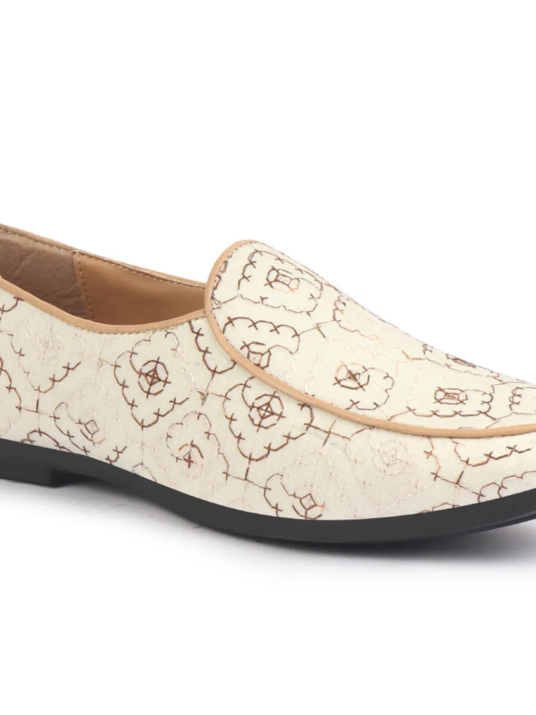 Men Ethnic Embroidered Design Handcrafted Juttis |Premium Fabric Slip ons Mojaris for Wedding |Traditional Sherwani Shoes|Soft Cushioned Insole