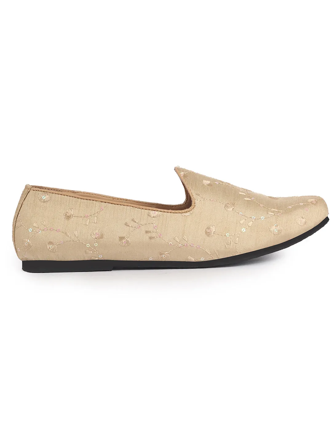Men Golden Festive Embroidered Ethnic Slip On Juttis and Mojaris for Wedding|9 Colors|1-14UK Small Plus Sizes|Traditional Kurtas & Sherwani Shoe