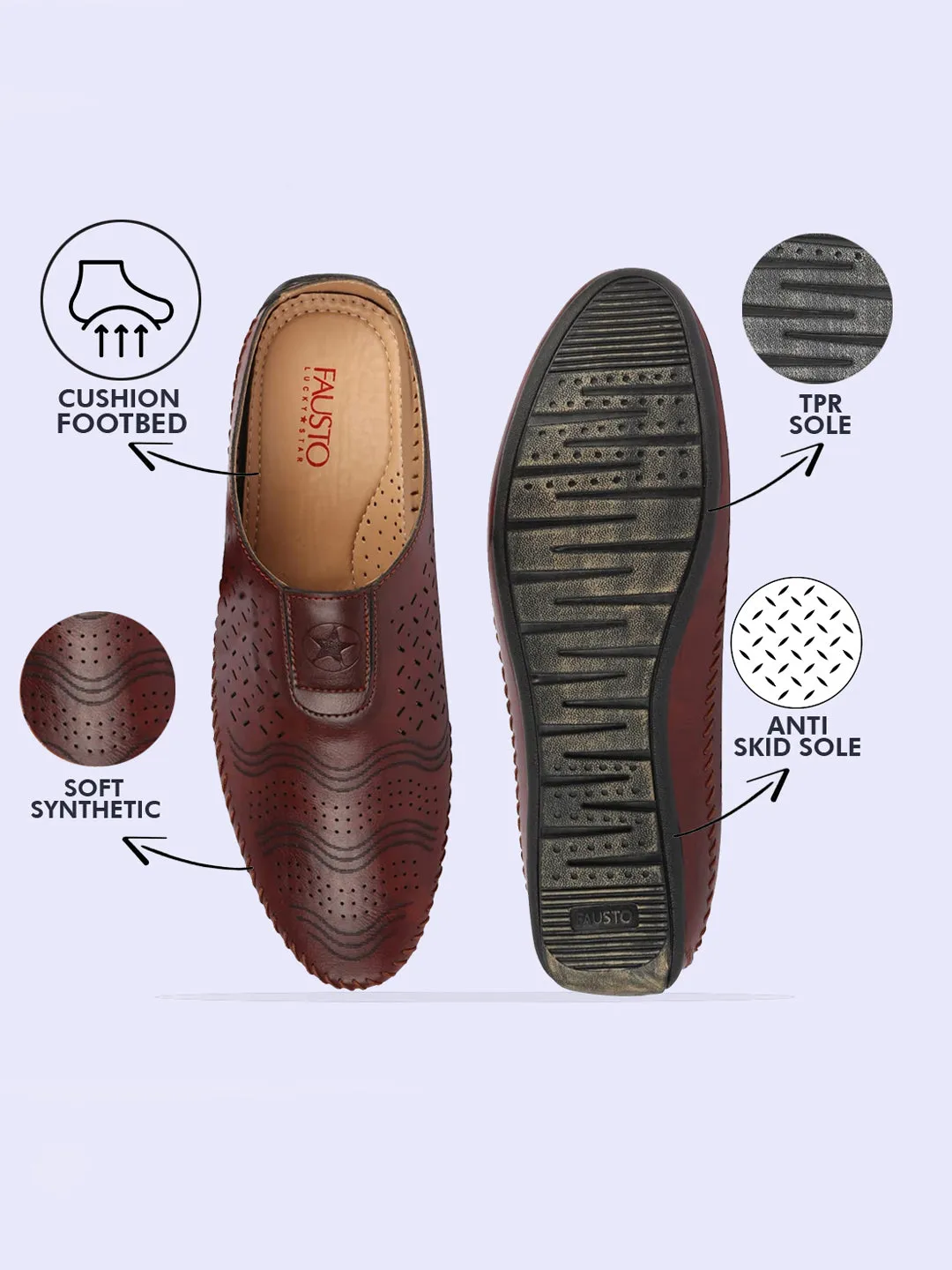 Men Maroon Ethnic Wedding Party Back Open Laser Cut Design Juttis and Mojaris