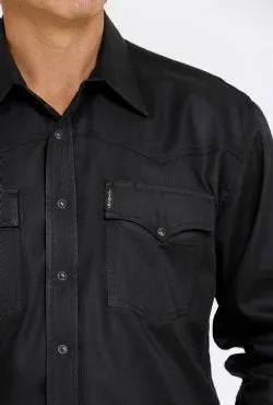 Men's Cinch HERRINGBONE WESTERN SNAP SHIRT - BLACK