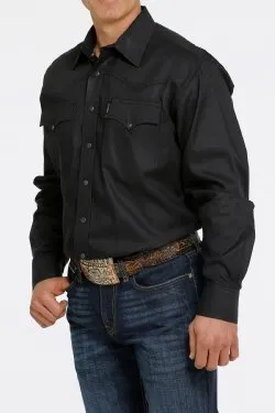 Men's Cinch HERRINGBONE WESTERN SNAP SHIRT - BLACK