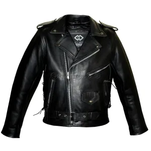 Mens Marlon Brando Black Biker Motorcycle Armoured Jacket Terminator Style