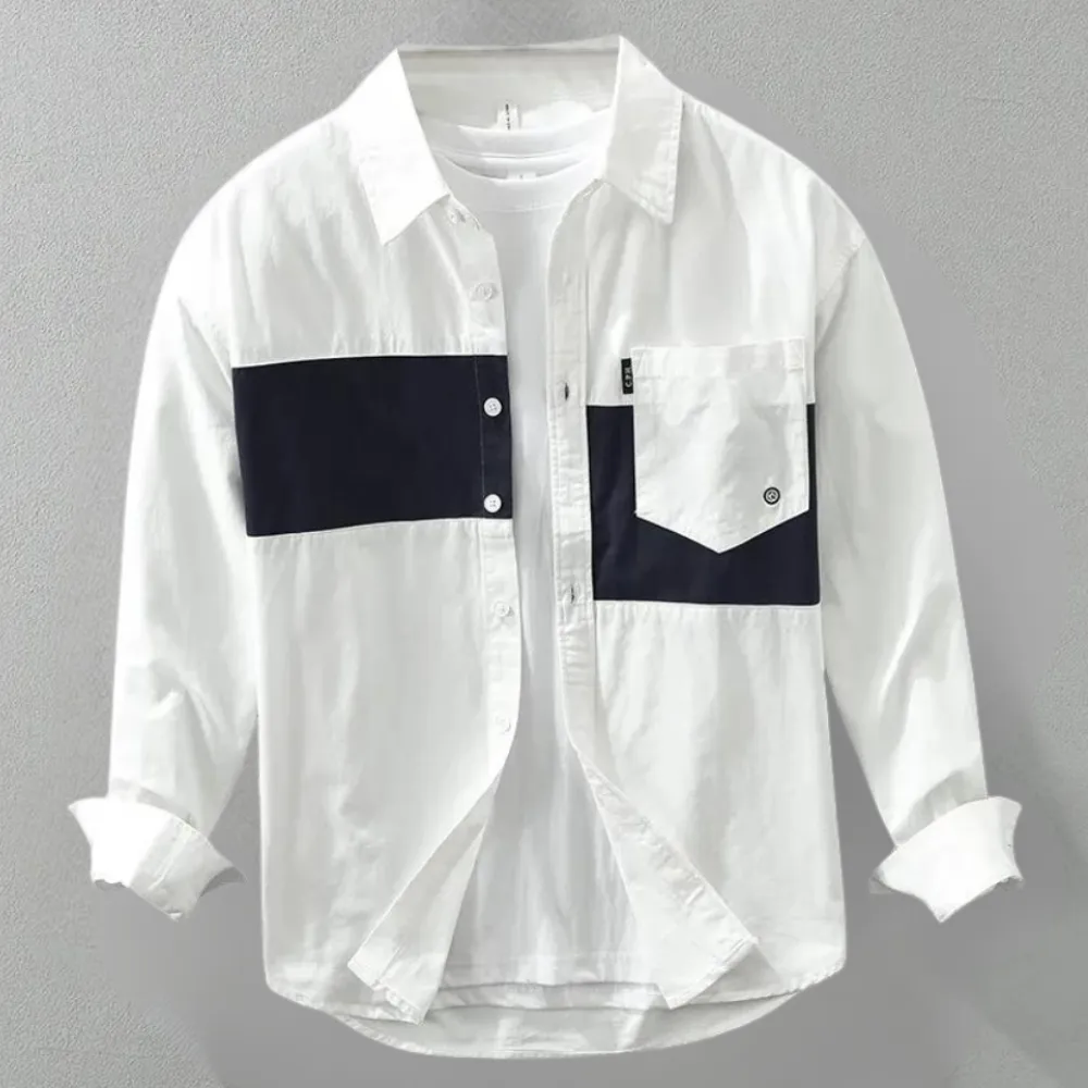 Men's Vintage Patchwork Long Sleeve Shirt