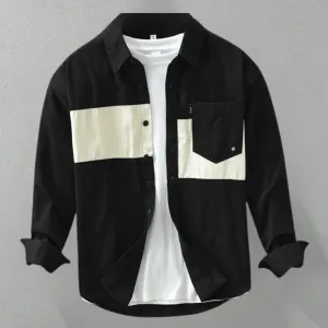 Men's Vintage Patchwork Long Sleeve Shirt